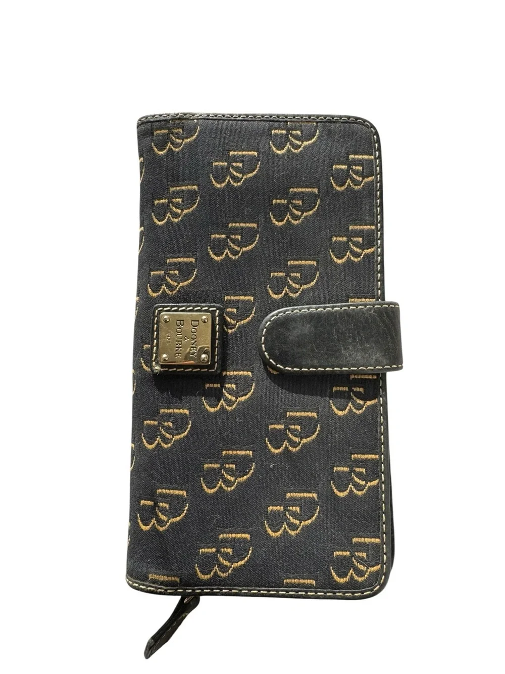Vintage Dooney & Bourke Black Wallet with Gold Monogram